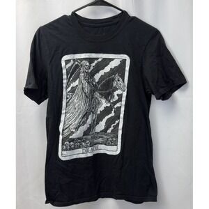 Vertebrae 33 Death Card Graphic T-Shirt Black & White Short Sleeve Unisex S